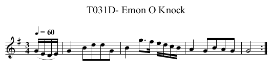 T031D- Emon O Knock - staff notation
