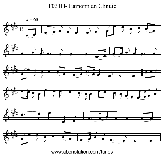 T031H- Eamonn an Chnuic - staff notation
