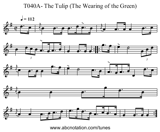T040A- The Tulip (The Wearing of the Green) - staff notation