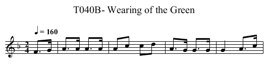 T040B- Wearing of the Green - staff notation