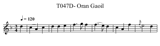 T047D- Oran Gaoil - staff notation
