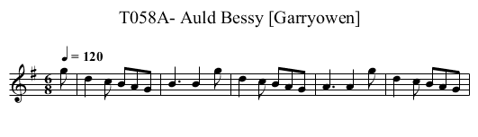 T058A- Auld Bessy [Garryowen] - staff notation
