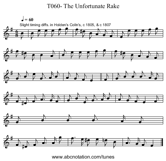 T060- The Unfortunate Rake - staff notation