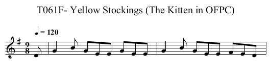 T061F- Yellow Stockings (The Kitten in OFPC) - staff notation