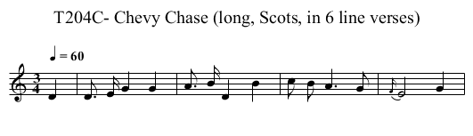 T204C- Chevy Chase (long, Scots, in 6 line verses) - staff notation