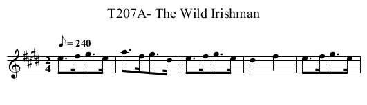 T207A- The Wild Irishman - staff notation