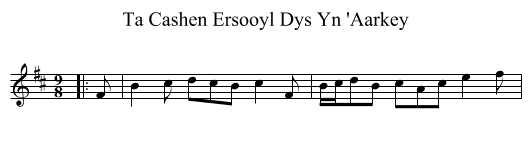 Ta Cashen Ersooyl Dys Yn 'Aarkey - staff notation