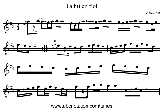 Ta hit en fiol - staff notation