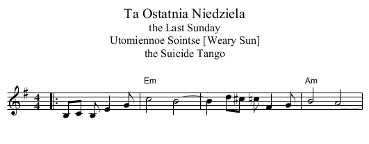 Ta Ostatnia Niedziela - staff notation