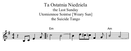 Ta Ostatnia Niedziela - staff notation
