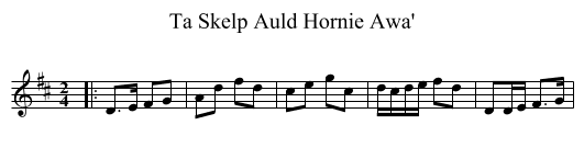 Ta Skelp Auld Hornie Awa' - staff notation