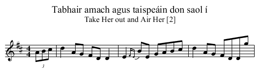 Tabhair amach agus taispeáin don saol í - staff notation