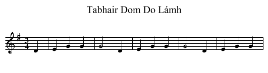 Tabhair Dom Do Lámh - staff notation