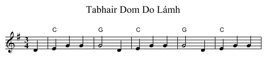 Tabhair Dom Do Lámh - staff notation