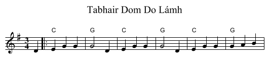 Tabhair Dom Do Lámh - staff notation