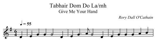 Tabhair Dom Do La/mh - staff notation