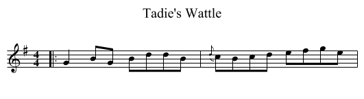 Tadie's Wattle - staff notation