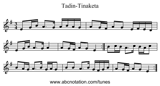 Tadin-Tinaketa - staff notation