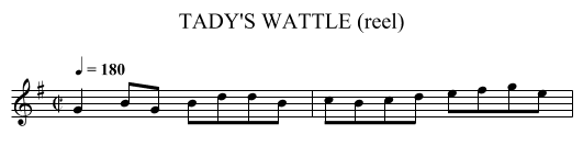 TADY'S WATTLE (reel) - staff notation