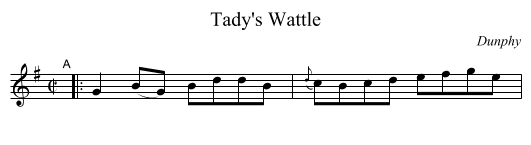 Tady's Wattle - staff notation