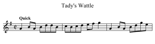 Tady's Wattle - staff notation
