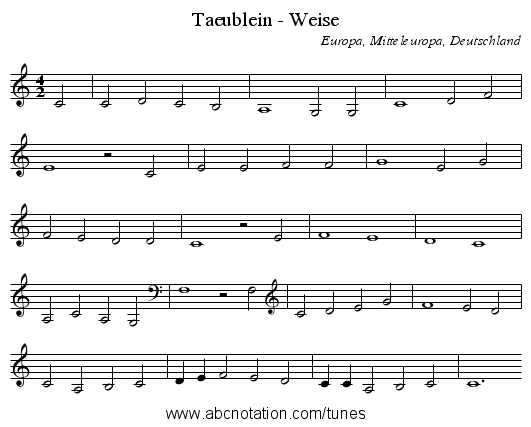 Taeublein - Weise - staff notation