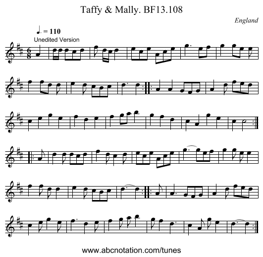 Taffy & Mally. BF13.108 - staff notation