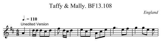 Taffy & Mally. BF13.108 - staff notation