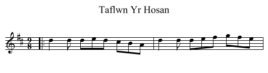 Taflwn Yr Hosan - staff notation