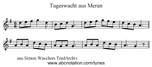 Tageswacht aus Meran - staff notation