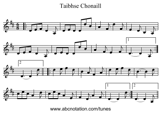 Taibhse Chonaill - staff notation