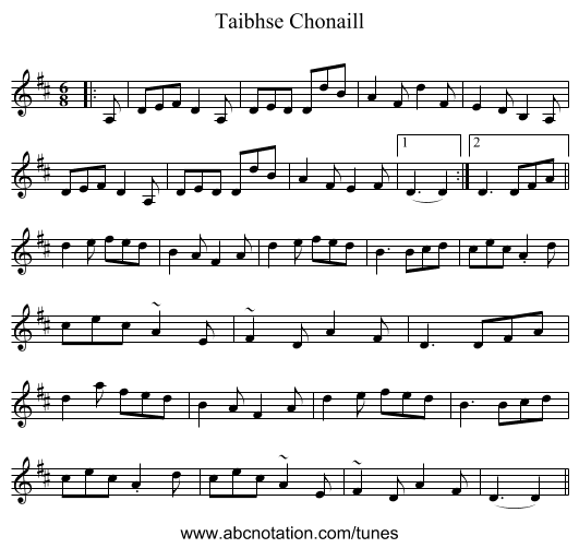 Taibhse Chonaill - staff notation