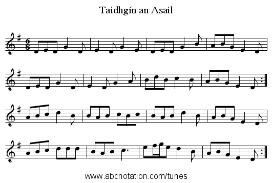Taidhg&iacute;n an Asail - staff notation