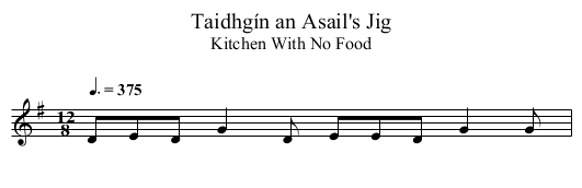 Taidhgín an Asail's Jig - staff notation