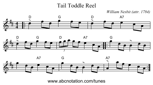 Tail Toddle Reel - staff notation