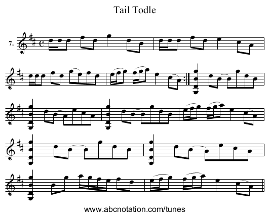 Tail Todle - staff notation