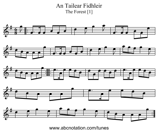 Tailear Fidhleir, An - staff notation