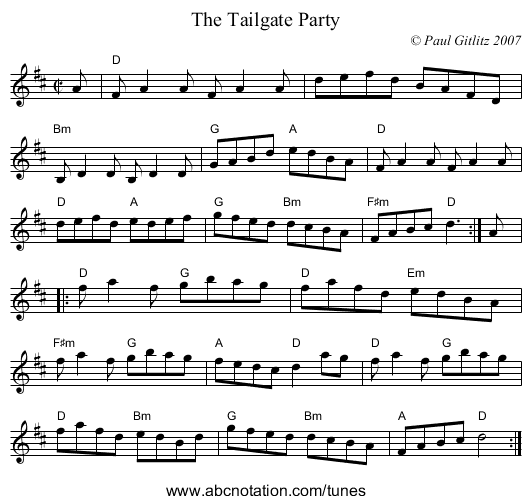 Tailgate Party, The - staff notation