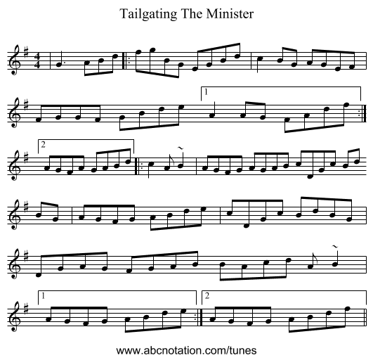Tailgating The Minister - staff notation