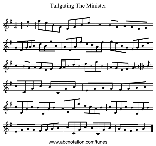 Tailgating The Minister - staff notation