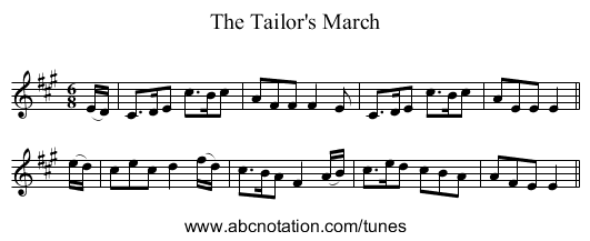 Tailor's March, The - staff notation