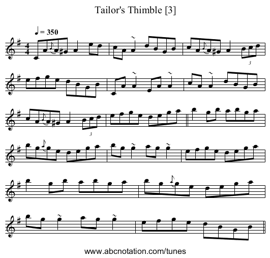 Tailor's Thimble [3] - staff notation