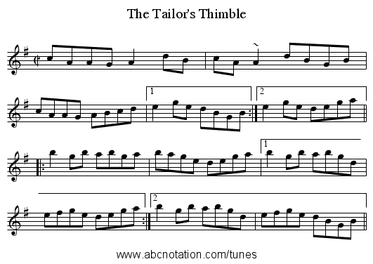 Tailor's Thimble, The - staff notation