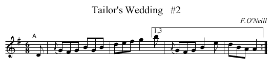 Tailor's Wedding   #2 - staff notation