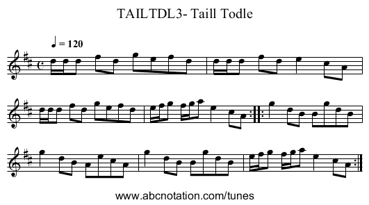 TAILTDL3- Taill Todle - staff notation