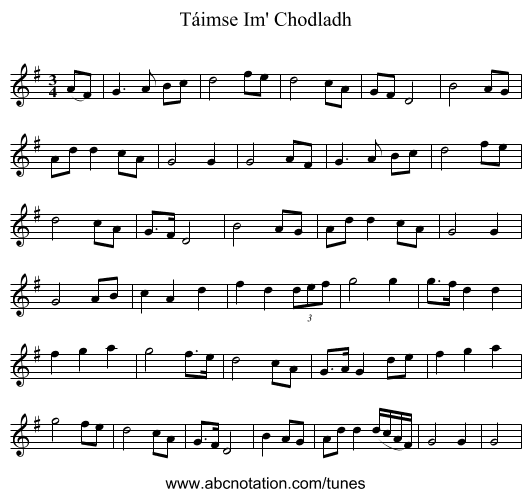Táimse Im' Chodladh - staff notation