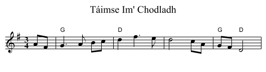 Táimse Im' Chodladh - staff notation