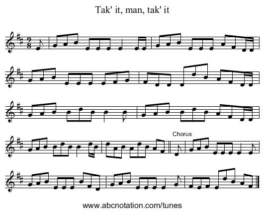 Tak' it, man, tak' it - staff notation