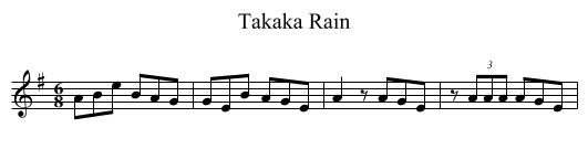 Takaka Rain - staff notation