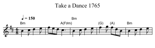 Take a Dance 1765 - staff notation